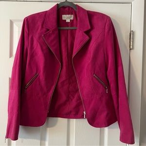 Hot Pink Suede Conrad C Blazer with zipper Detail Sz 10